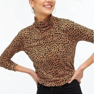 J. Crew Factory Leopard Print Tissue Turtleneck Women's Size XS